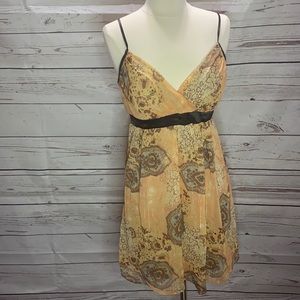 Rampage Chiffon peach brown gold dress